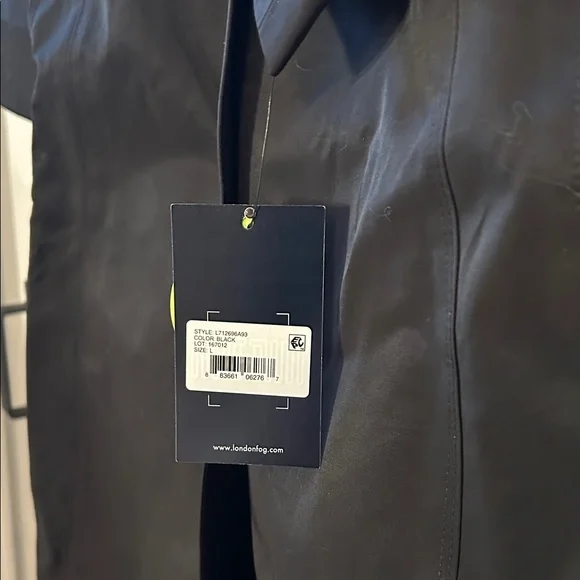 London Fog blackTrench Coat with Belt - Picture 7 of 11